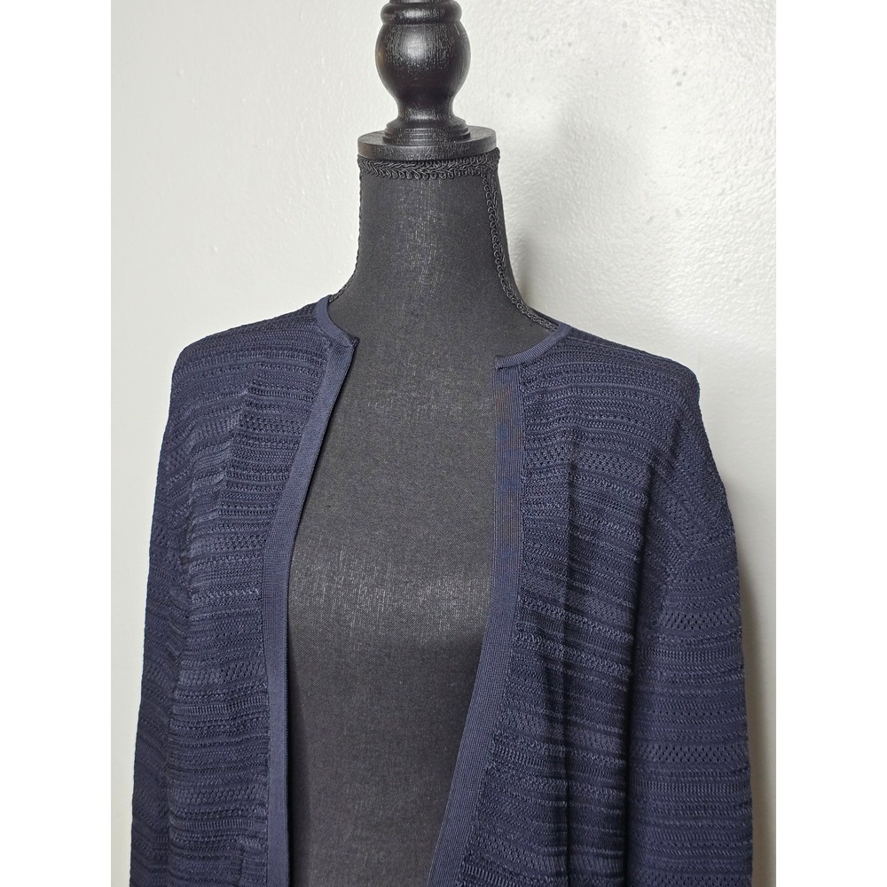 Ralph Lauren Black Label Navy Open Front Textured Knit Cardigan Size L - Picture 3 of 11